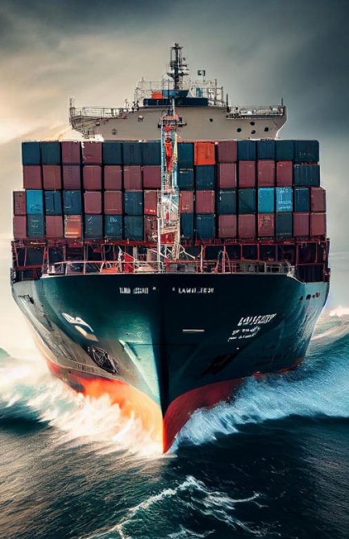 loaded-container-cargo-ship-is-seen-front-as-it-speeds-ocean-generative-ai